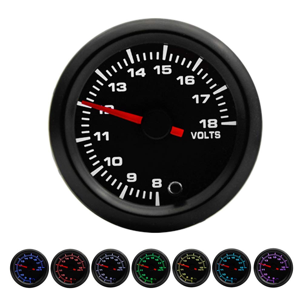 ETOPARS 52mm Automotor Kfz 2" Zeiger Spannungsanzeige Volt Messgerät Kit 7 Farbe LED Lichtanzeige Ze