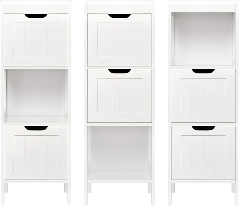 Mondeer Badezimmerschrank, Badkommode mit 2 Schubladen verstellbar modern für Badezimmer, Weiss