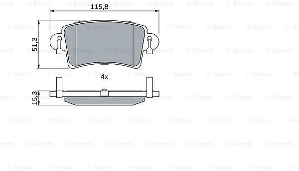 Bosch BP391 Bremsbeläge - Hinterachse - ECE-R90 Zertifizierung - vier Bremsbeläge pro Set