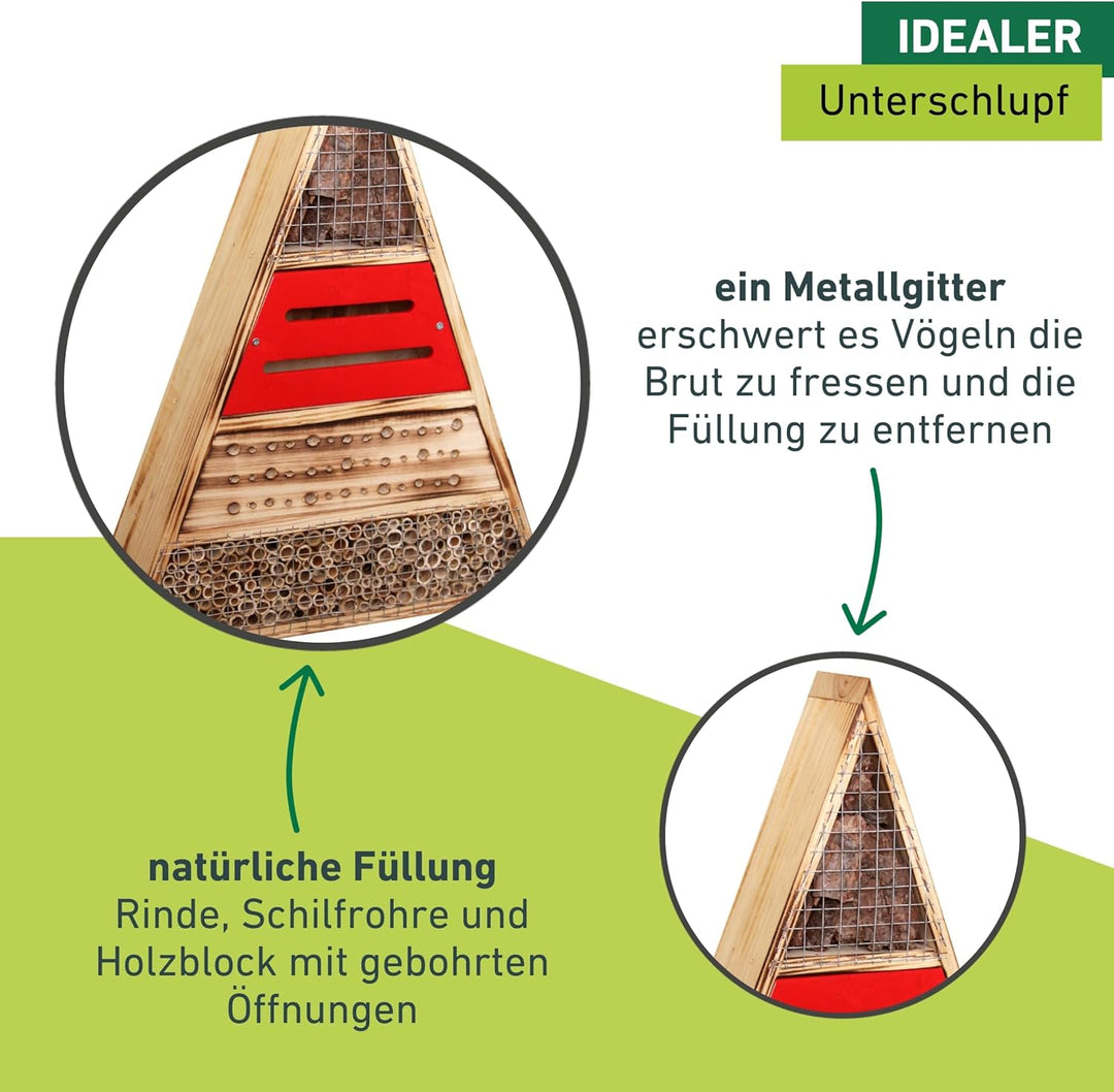 Windhager Insektenhotel Trigon, Insektenhaus Nistplatz Brutplatz, Schutz für viele nützliche Insekte
