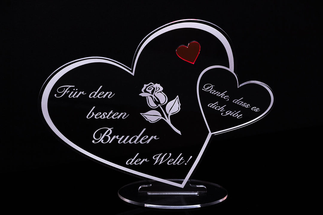Acryl Schild in Herz Form Für den besten Bruder der Welt die perfekte Geschenkidee, mit Lasergravur,