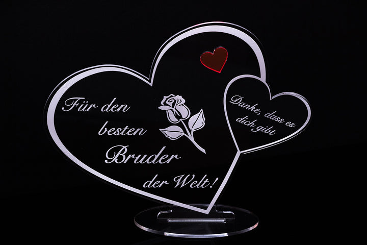 Acryl Schild in Herz Form Für den besten Bruder der Welt die perfekte Geschenkidee, mit Lasergravur,