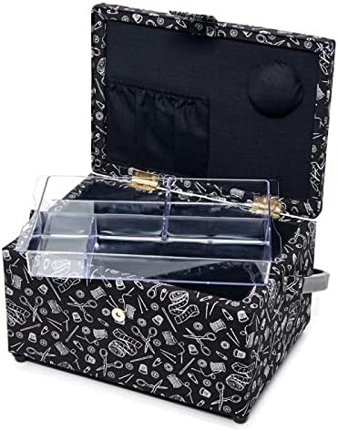 Hemline Goldfarbene Nähbox: (M): Hemline Gold Notions Print