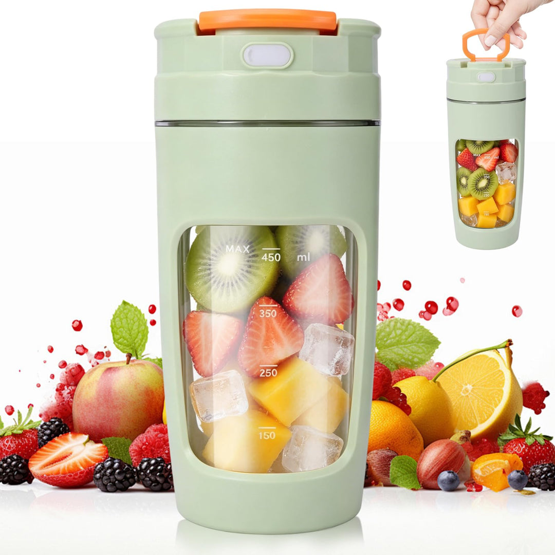 Tragbarer Mini-Mixer kabellos, wiederaufladbar, 500 ml Becher mit auslaufsicherem Deckel, zerkleiner