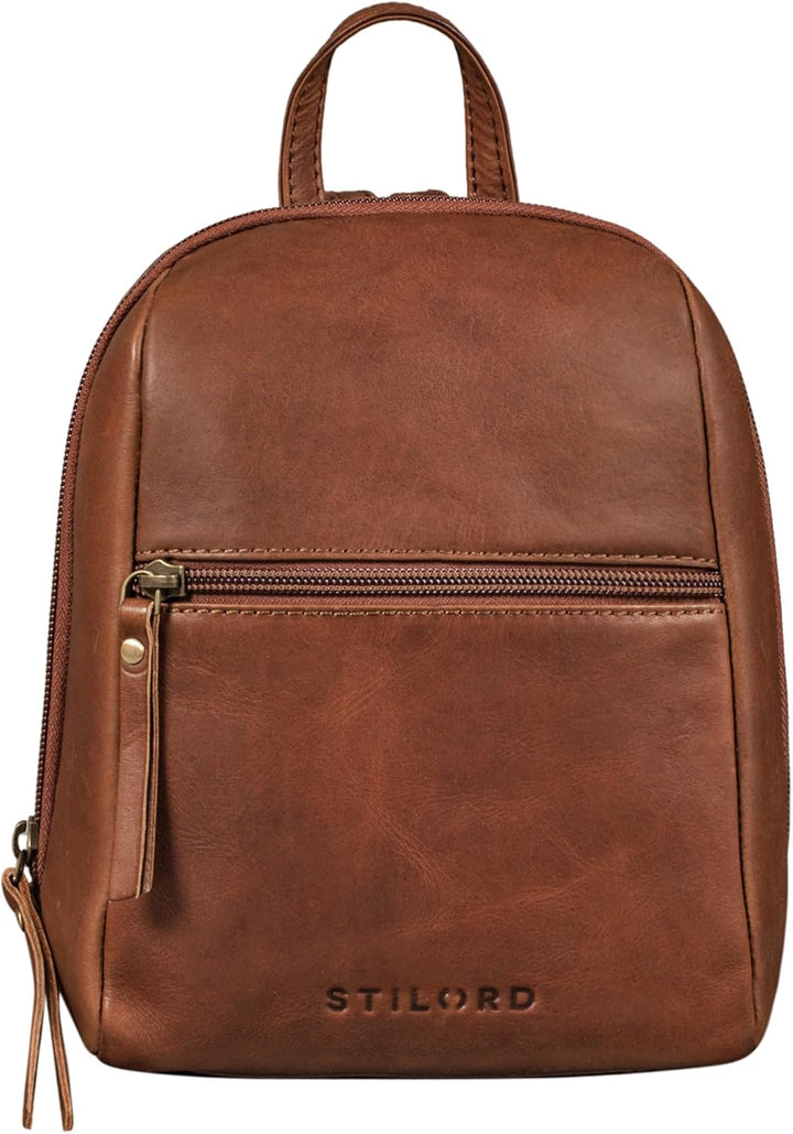 STILORD "Lia Mini Rucksack Damen Leder Kleiner Daypack Lederrucksack Vintage Rucksackhandtasche für