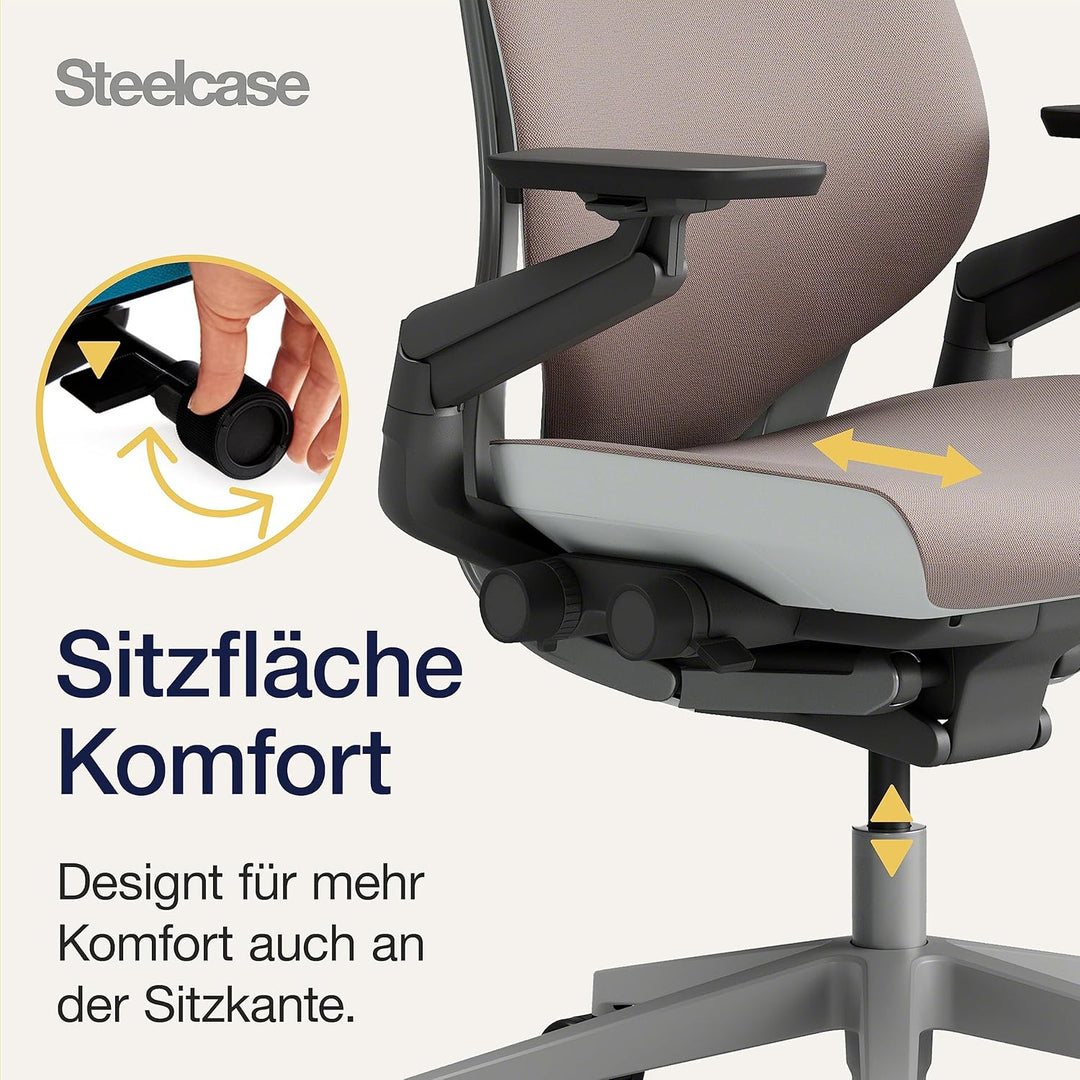 Steelcase Gesture Ergonomischer Bürostuhl mit 360° Armlehnen und 3D-Live Back Lumbalstütze Linse Lin