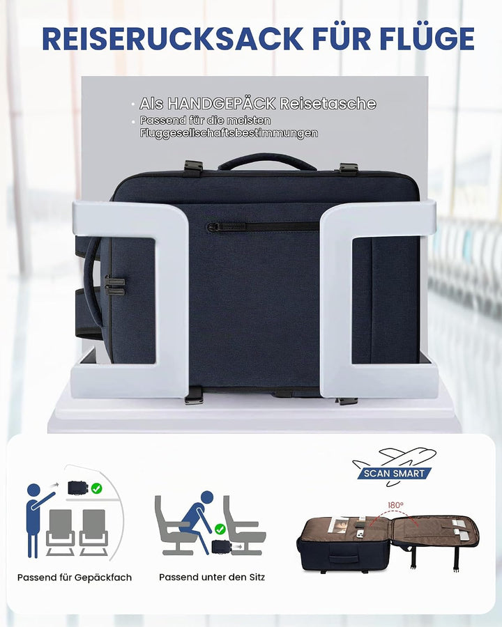 LOVEVOOK 45L Reiserucksack Handgepäck Flugzeug Gross, 18 Zoll Laptop Rucksack Travel Backpack Carry