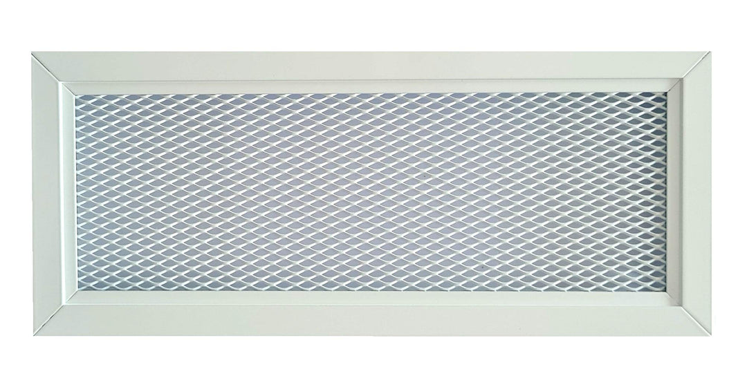 Aluminium-Lüftungsgitter Mit Metallnetz in Weisser Farbe Pulverbeschichtung RAL9016, Kamin Metall-Lü
