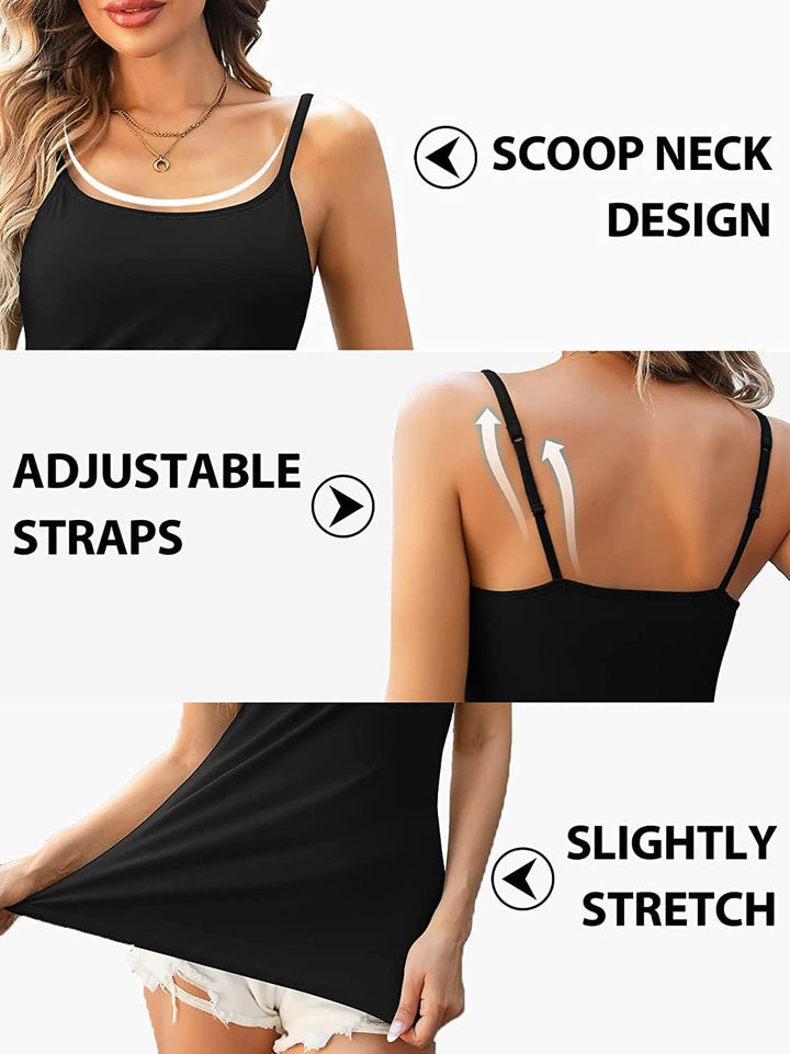 Attraco 2er Pack Damen Baumwolle Tank Top mit Regal BH Unterhemd Verstellbarer breiter Riemen Camiso