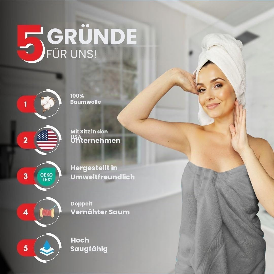 Infinitee Xclusives Extra grosse Badetücher – 2er-Set | 90 x 180 cm | 600 g/m² | 100% ringgesponnene