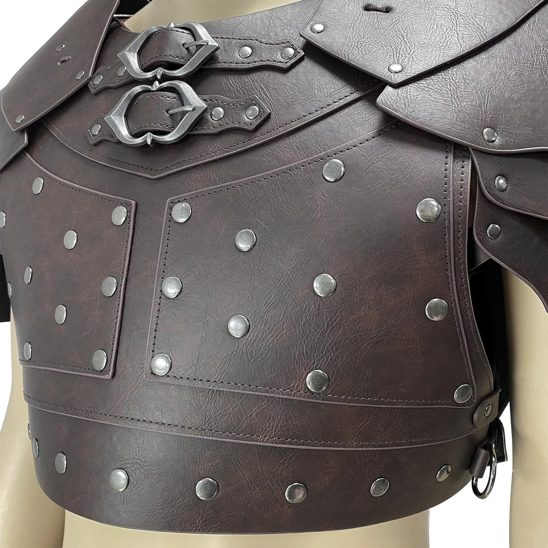 HiiFeuer Mittelalterliche Kunstleder-Brustpanzerung, Vintage Pauldron Schulter Rüstung Einstellbare