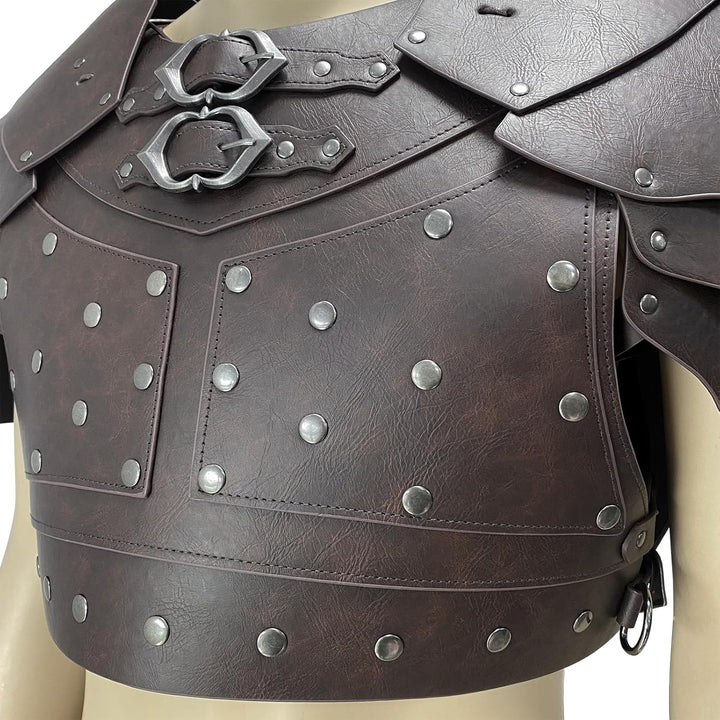 HiiFeuer Mittelalterliche Kunstleder-Brustpanzerung, Vintage Pauldron Schulter Rüstung Einstellbare