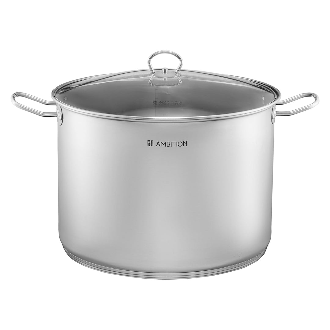 AMBITION Grosser Topf mit Deckel 35 l Acero ⌀ 40 cm Edelstahl Kochtopf alle Herdarten Induktion Spül