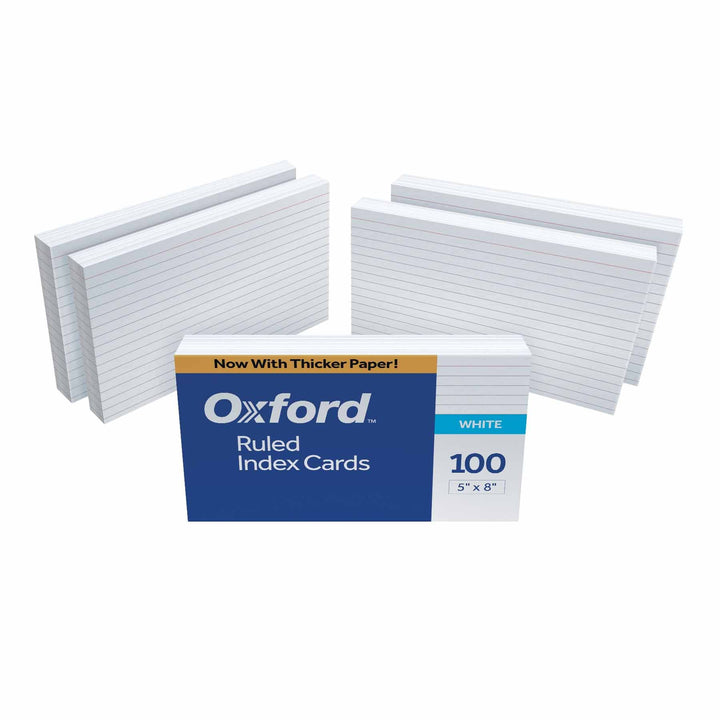 Oxford 51EE Karteikarten, liniert, 12,7 x 20,3 cm, Weiss, 500 Karten (5 Packungen à 100 Stück) (51)