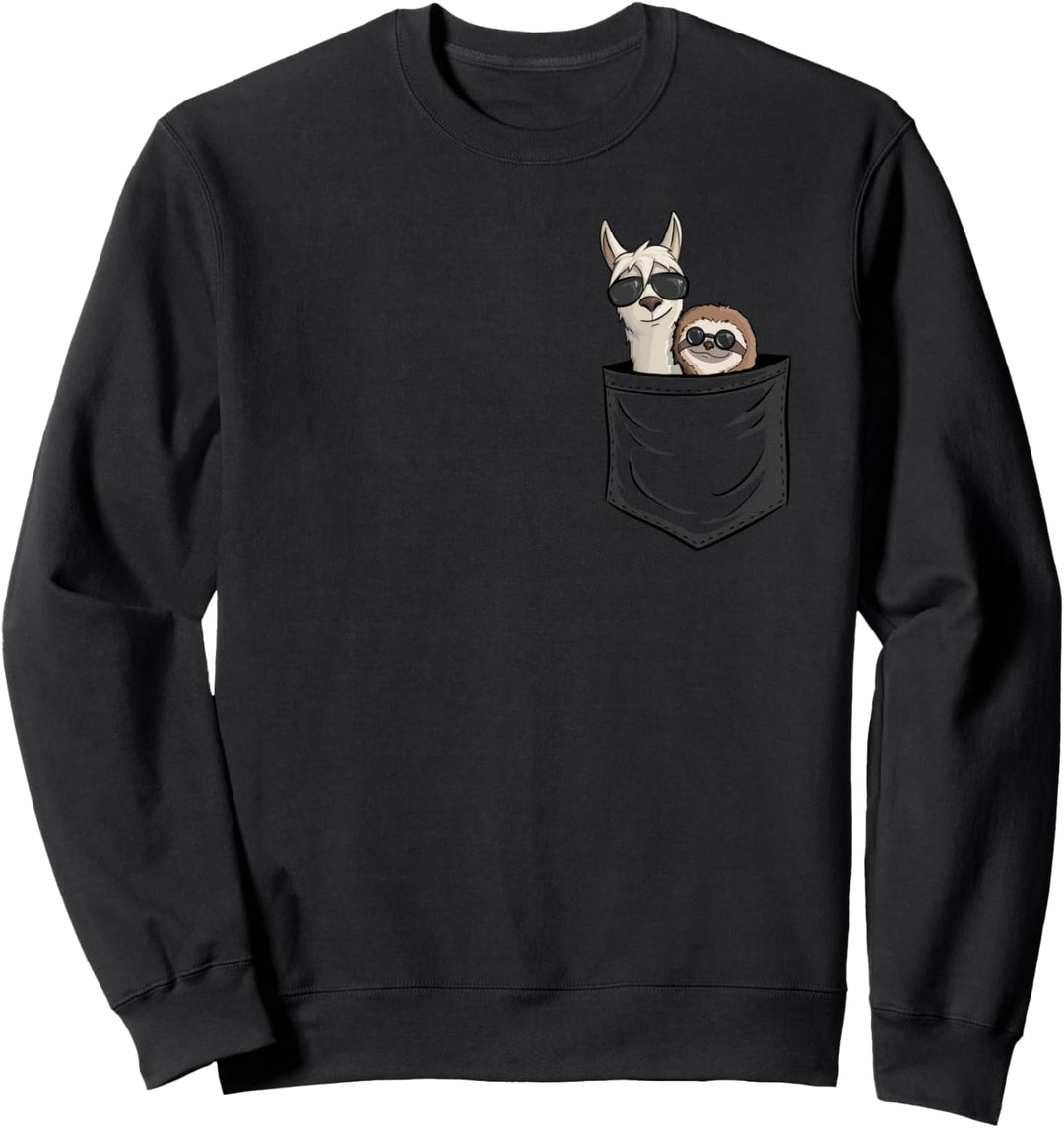 Funky Faultier & Hipster Lama mit Sonnenbrille in Tasche Sweatshirt