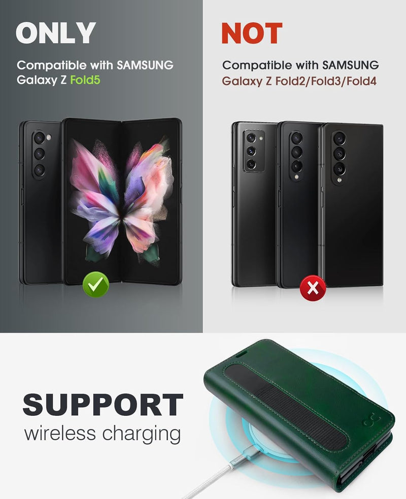 Aktualisierte Version OCASE Hülle Samsung Galaxy Z Fold 5 5G Handyhülle [mit S Pen Halter] [Vorderse