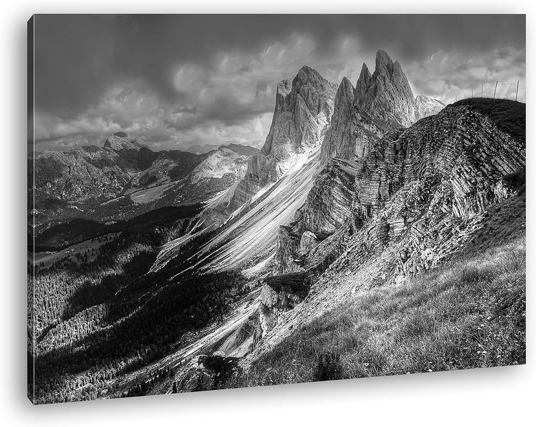 deyoli Dolomiten Format: 80x60 Effekt: Schwarz&Weiss als Leinwandbild, Motiv fertig gerahmt auf Echt