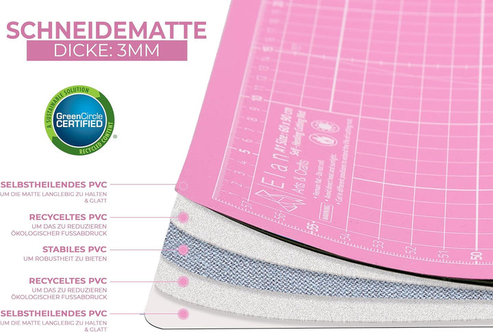 Elan Schneidematte A0 Rosa und Lila, 5-lagige Schneidematte Selbstheilend, Bastelunterlage Schnittfe