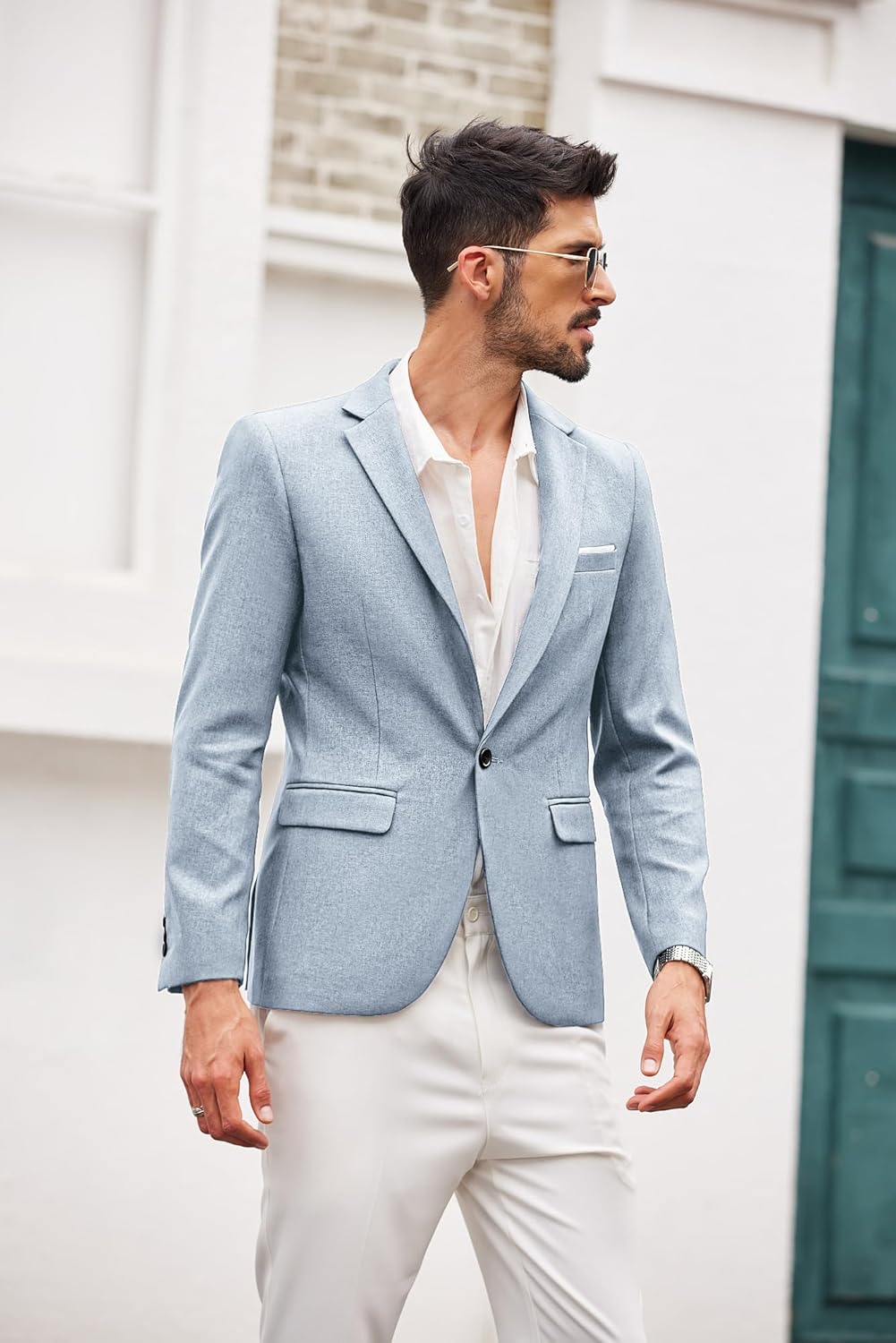 COOFANDY Herren Sakko Sportlich Modern Freizeit Blazer Jackett 1 Knopf Business Anzugjacke Regular F