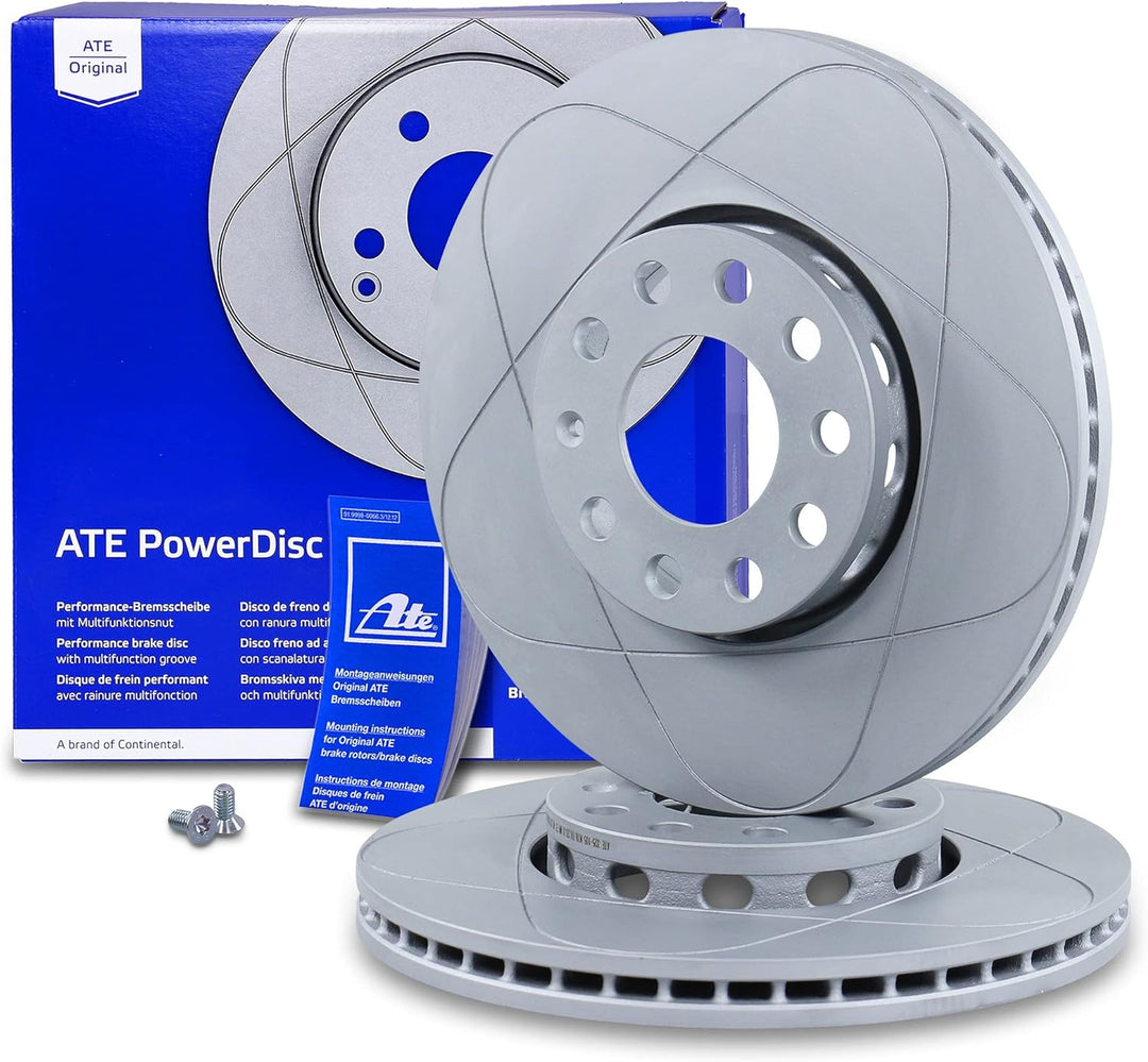 ATE Bremsenset Vorderachse inkl. Power Disc Bremsscheiben Vorne Ø 288 mm Belüftet und Bremsbeläge Vo