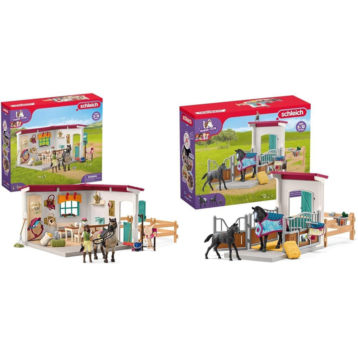 SCHLEICH 42591 Horse Club Sattelkammer, 85 Teile Spielset Pferde Figur &amp; 42611 Horse Club Pferdebox