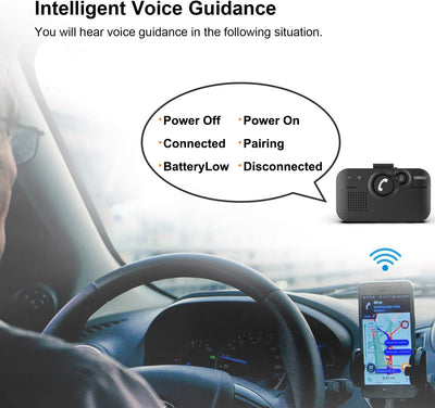 SUNITEC Freisprecheinrichtung für Auto,Bluetooth 5.0,Unterstützt GPS,Siri,Musik,Auto Power On,Google
