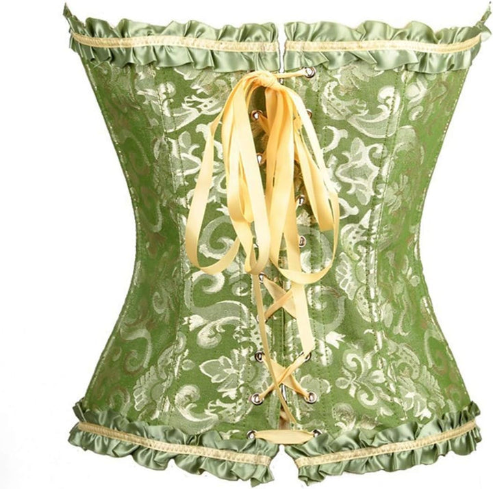 Damen Korsett Bauchweg Vollbrust Corsage Top Gothic Burlesque Schnüren Bustier Grün M, Grün M