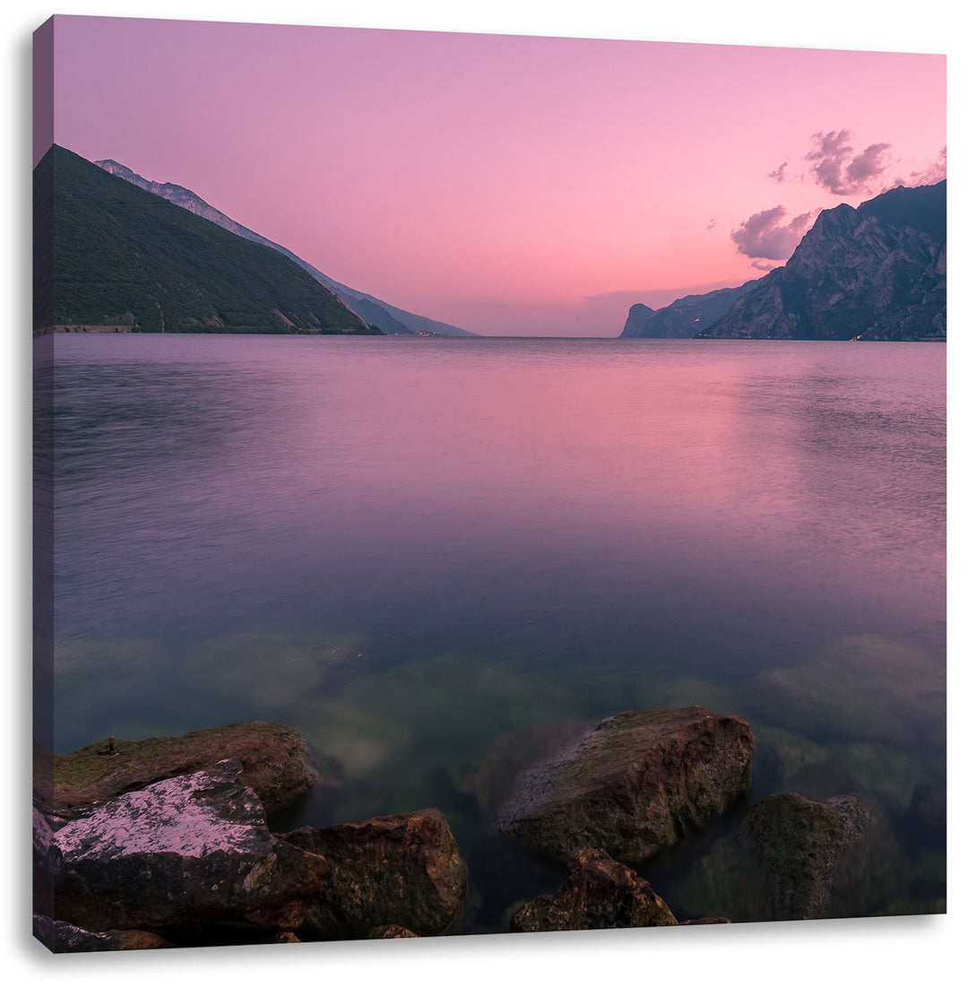 Gardasee in Italien, Format: 70x70 auf Leinwand, XXL riesige Bilder fertig gerahmt mit Keilrahmen, K