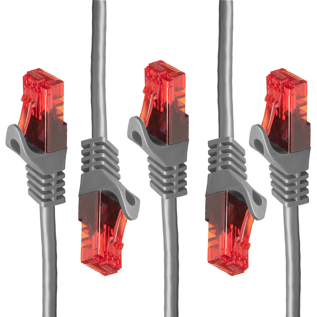 BIGtec - 5 Stück - 25m Gigabit Netzwerkkabel Patchkabel Ethernet LAN DSL Patch Kabel grau (2x RJ-45