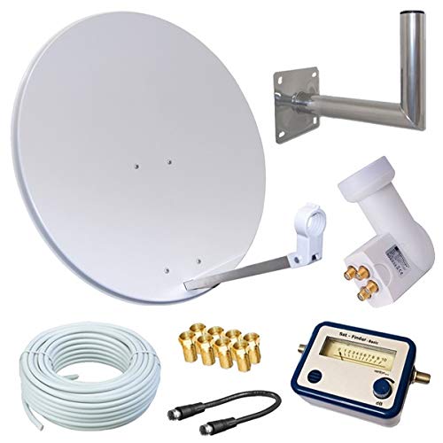 netshop 25 HD Sat Anlage 80 cm Spiegel + Opticum Quad LNB für 4 Teilnehmer + 50m Kabel + 40cm Wandha