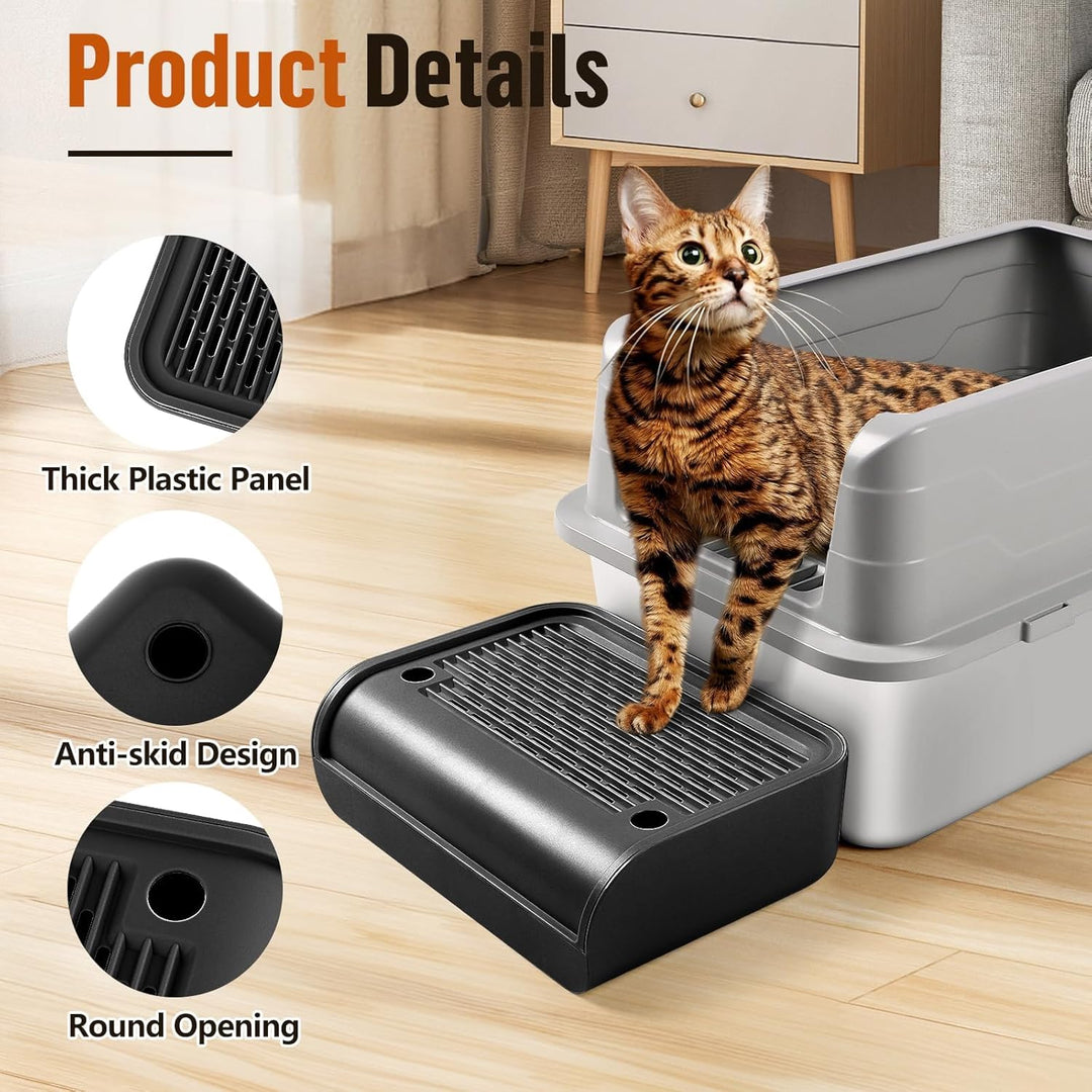 Kalolary Katzenstreu-Rampe mit Filtersystem – rutschfeste Treppe für Katzentoilette, Litter Catcher