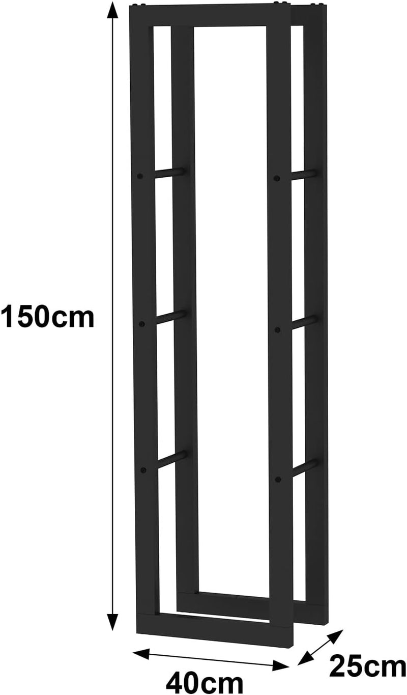 Toboli Kaminholzregal 150x25x40cm Brennholzständer aus pulverbeschichtetem Metall für innen u. ausse