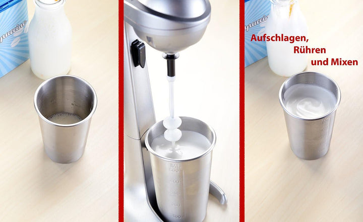 Rosenstein & Söhne Milchshaker: Elektrischer Drink-Mixer mit Edelstahl-Becher, 65 Watt (Milchshaker