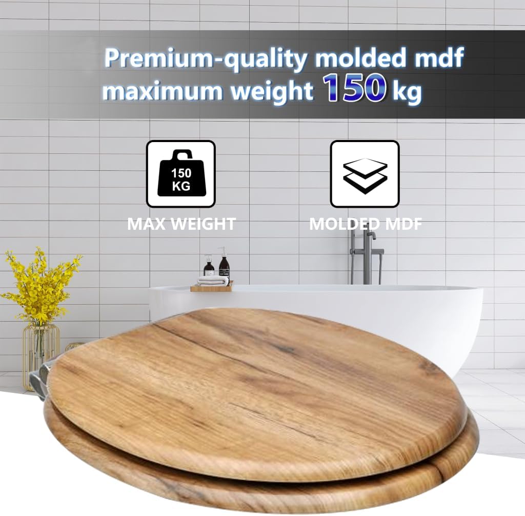 MDF-Toilettensitz mit Soft-Close-Mechanismus, O-förmiger Toilettensitz mit verstellbaren Scharnieren