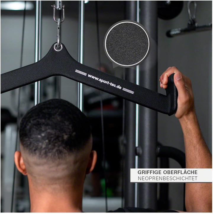 Sport-Tec ergonomischer Latzug- und Rudergriff, Seilzug Krafttraining Muskelaufbau Bizeps Curls, 61x