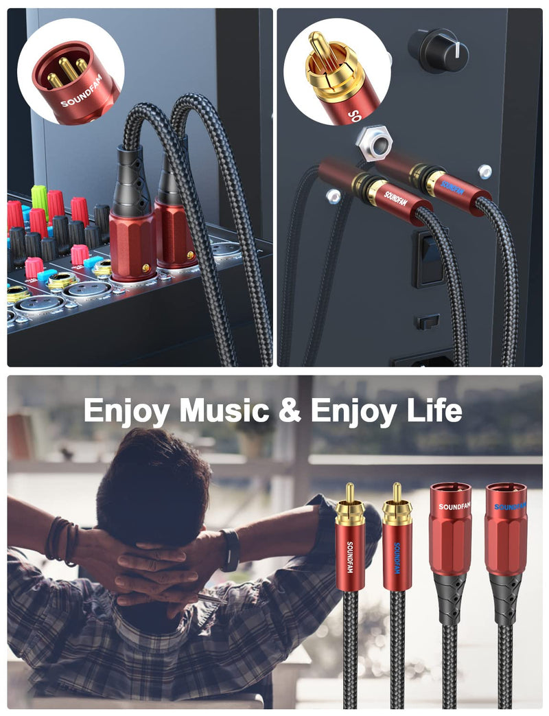 SOUNDFAM Dual Cinch auf XLR Kabel, PREMIUM 2RCA-Stecker auf 2XLR-Stecker Audio Verbindungs Kabel - 3