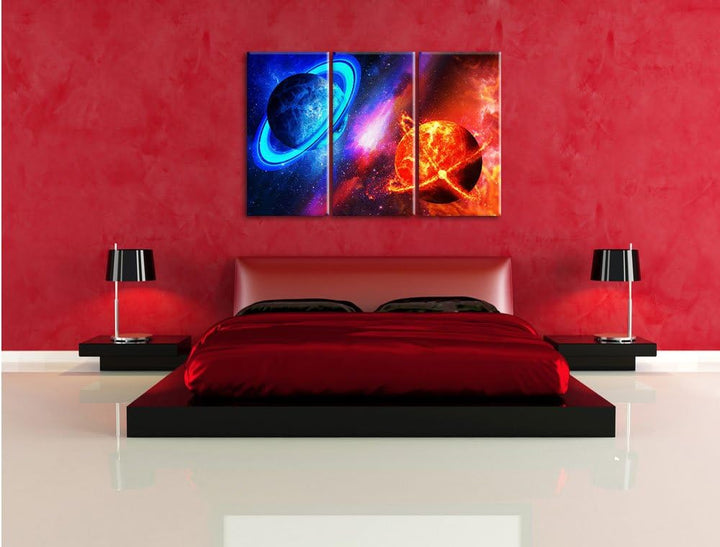 Pixxprint Ausgleich im Weltall 3-Teiler Leinwandbild 120x80 Bild auf Leinwand, XXL