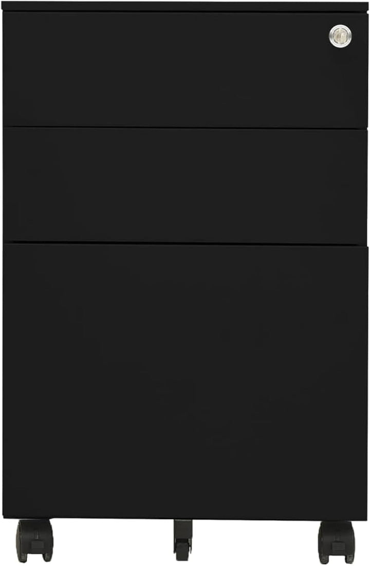 Aktenschrank mit Rollen Büroschrank Rollschrank Rollcontainer Schubladenschrank mit 3 Schubladen Met