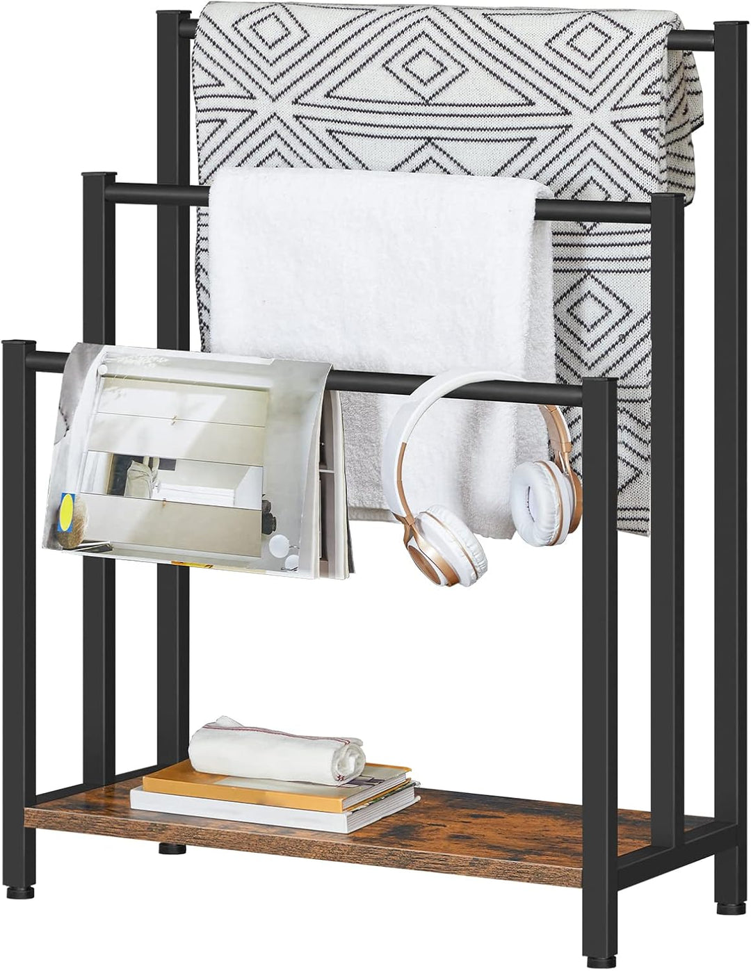 HOOBRO Handtuchständer, Handtuchhalter Freistehend für Badezimmer, Handtuchleiter stehend mit 3 stan