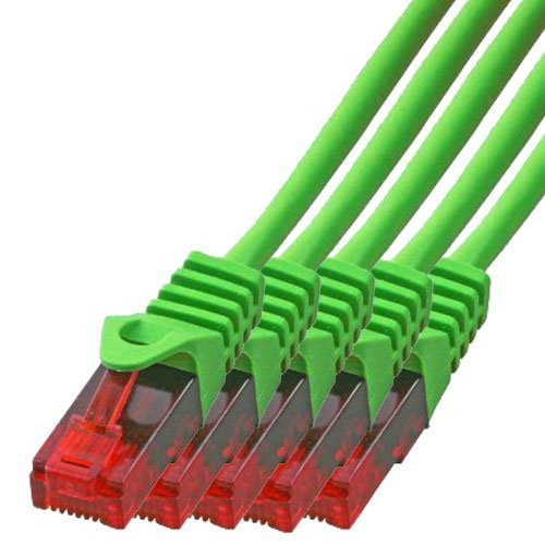 BIGtec - 5 Stück - 20m Gigabit Netzwerkkabel Patchkabel Ethernet LAN DSL Patch Kabel grün (2x RJ-45
