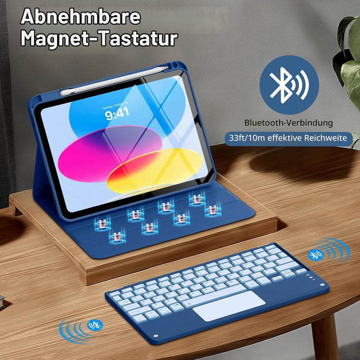 MoKo Touchpad Hülle mit Tastatur für iPad (A16) 11/10 Generation (11/10.9 Zoll) 2025/2022 mit Stifth