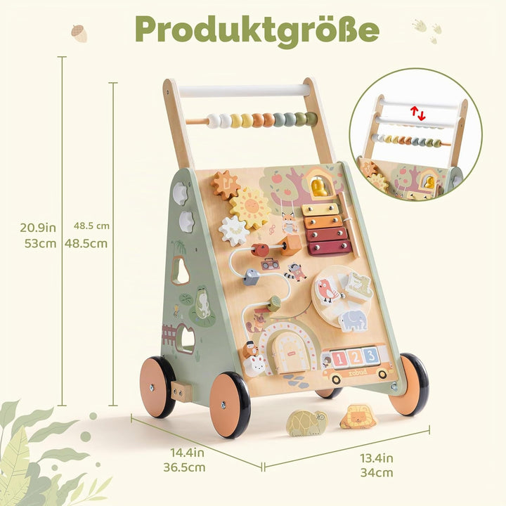 ROBUD Baby Walker Holz für Kleinkinder, 8 in 1 Multifunktions Push Along Spielzeug mit Aktivitätszen