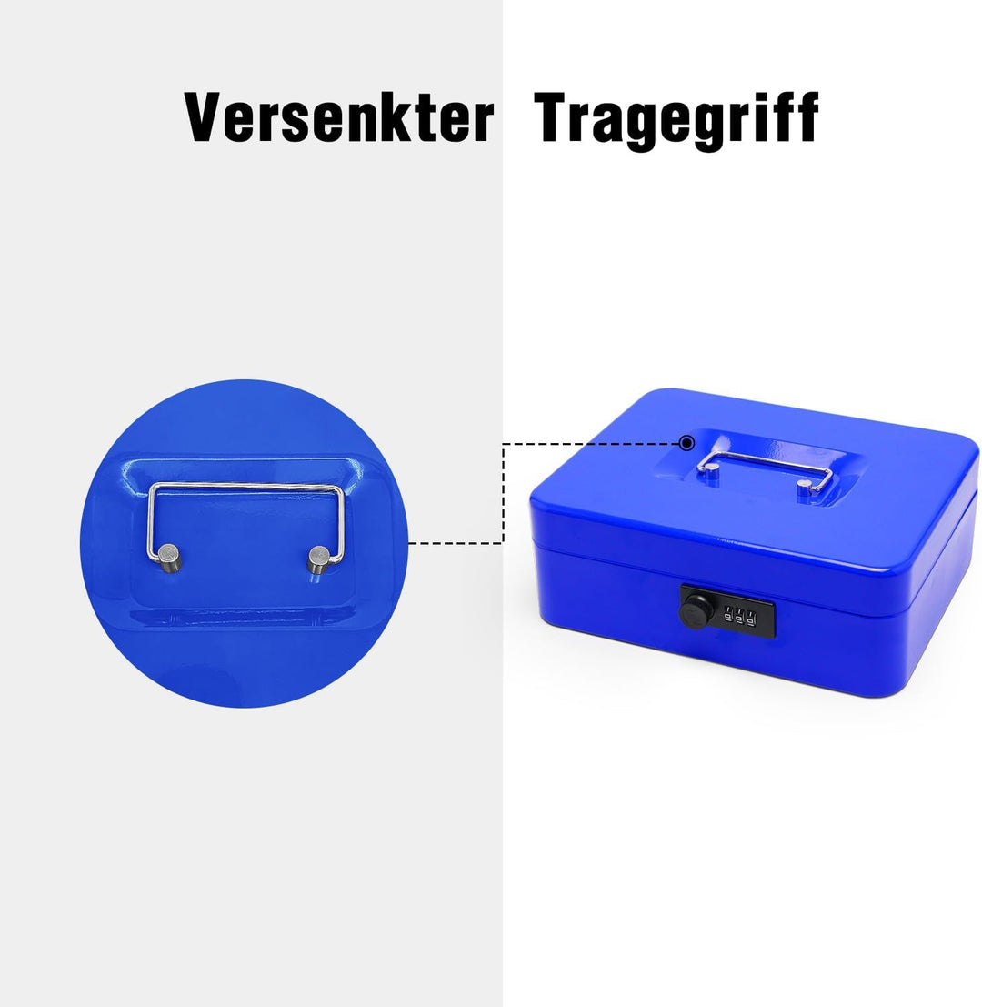 Geldkassette aus Stahl mit Zahlenschloss, kleine Geldkassette aus Metall mit abnehmbarem Geldfach, G