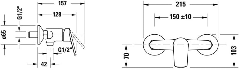 Duravit No.1 Duscharmatur Aufputz für 1 Verbraucher, Badewannenarmatur mit Rückflussverhinderer, Ein