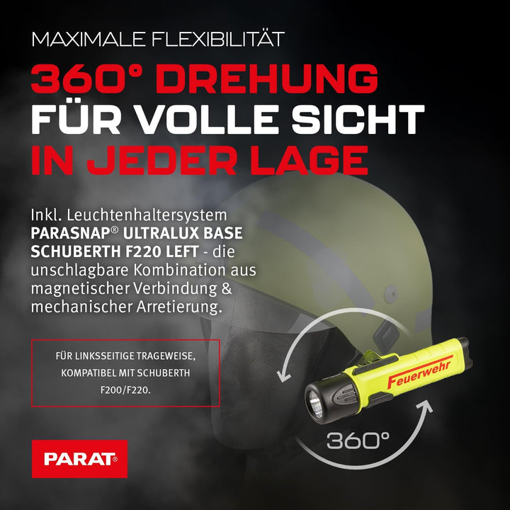 PARAT PARALUX® PX1 FEUERWEHR Set für Schuberth F200/F220 Links | LED Arbeitsleuchte mit 120 Lumen |