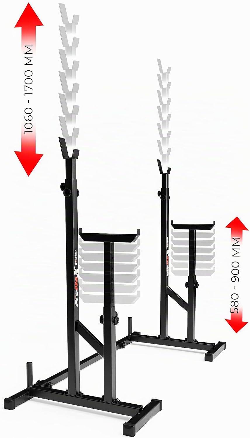 K-Sport: Verstärkte Langhantelablage mit verstellbarer Absicherung bis 250kg belastbar I Squat-Rack
