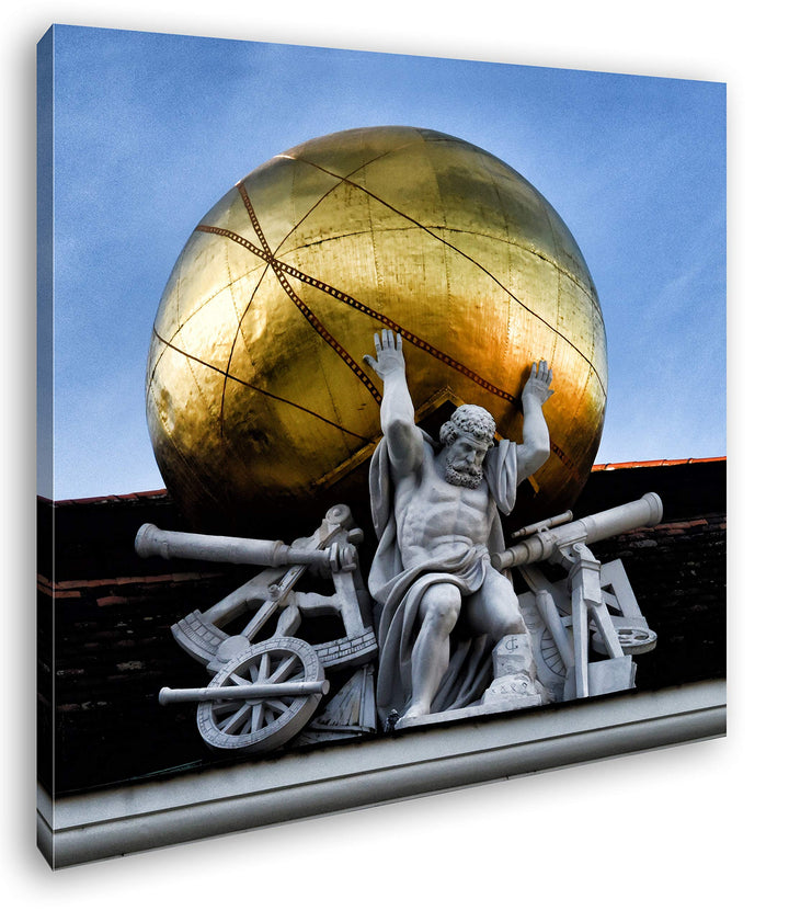 deyoli Atlas Skulptur in Vienna Österreich Format: 60x60 als Leinwand, Motiv fertig gerahmt auf Echt