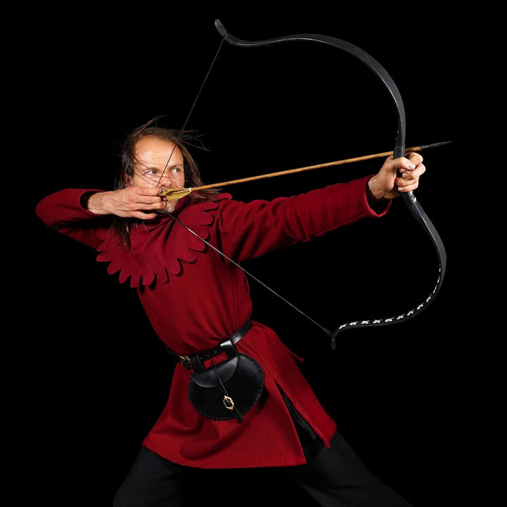 Mythrojan Mittelalterliche Wikinger-Leder-Gürteltasche LARP Renaissance-Gürteltasche – Schwarz, Schw