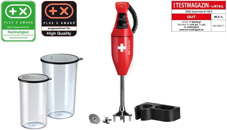 ESGE-Zauberstab E120 Select Premium-Set 902125 rot, Hand - Stabmixer, Pürierstab, inkl. Becher-Set 6