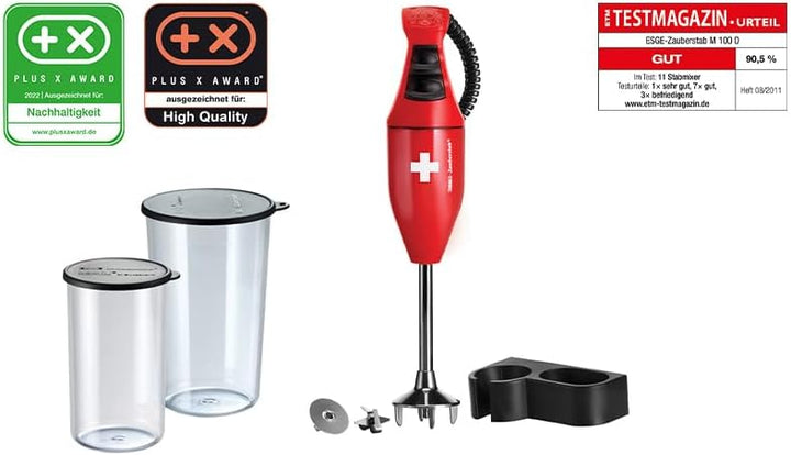 ESGE-Zauberstab E120 Select Premium-Set 902125 rot, Hand - Stabmixer, Pürierstab, inkl. Becher-Set 6